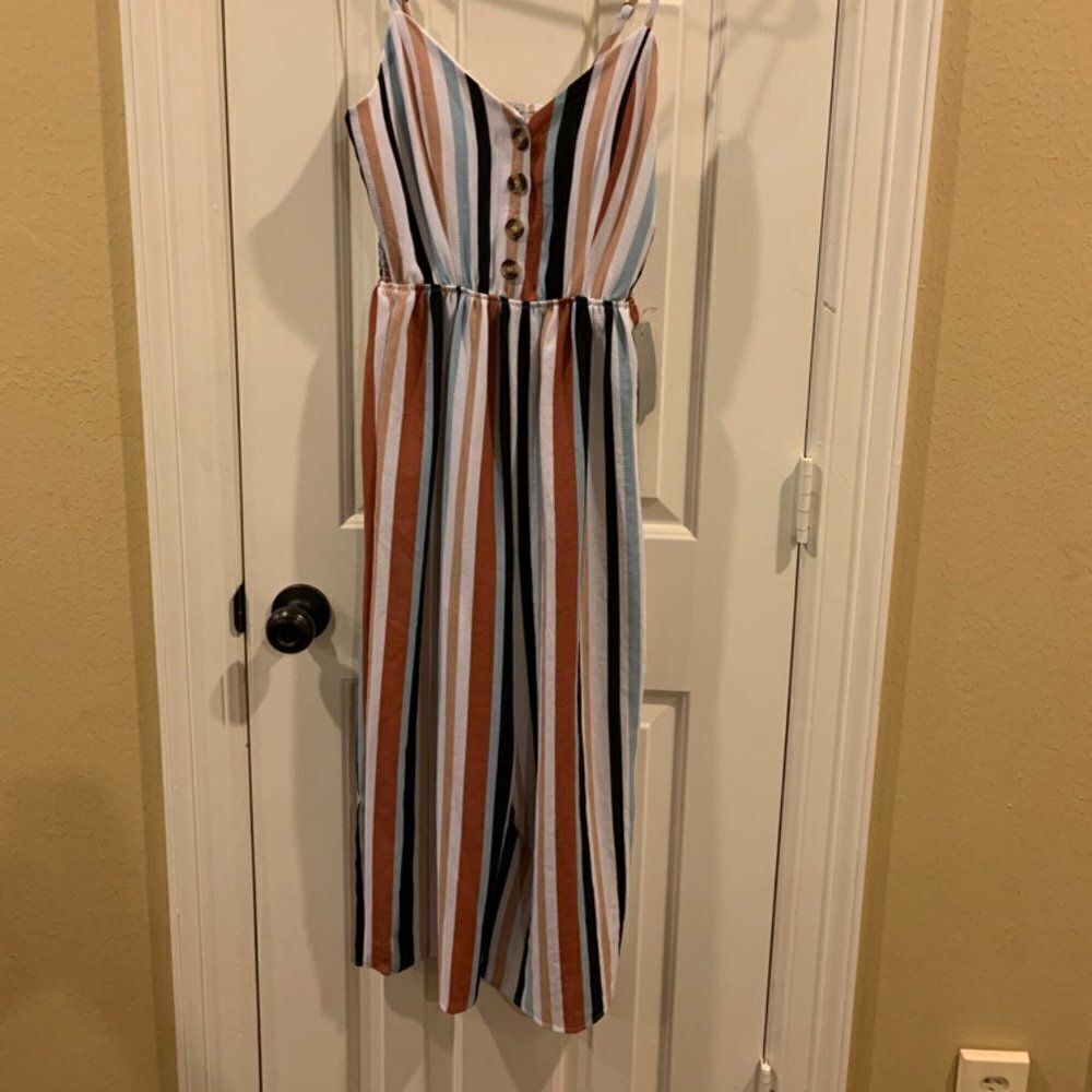 J for Justify Wide Leg Stripped Jumpsuit